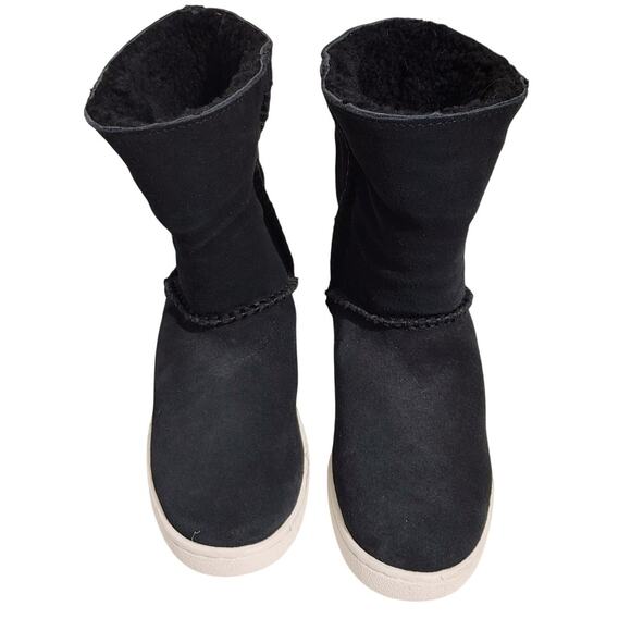UGG MIKA Black Suede Sheepskin Leather Sneaker Ankle Snow Boots Womens US 7 - Picture 3 of 9